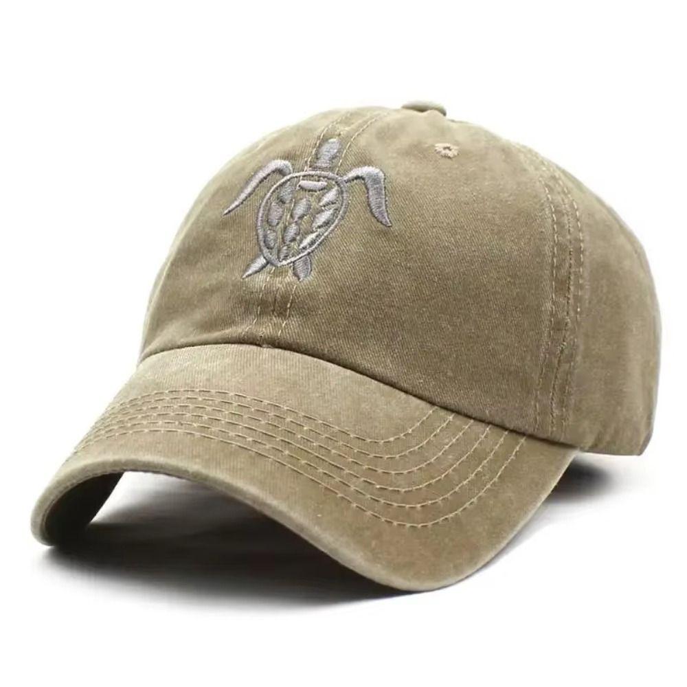 Cotton Turtle Baseball Cap Adjustable Turtle Embroidery Tortoise Embroidery Baseball Cap Uv Protection Casquette Style Sun Hat
