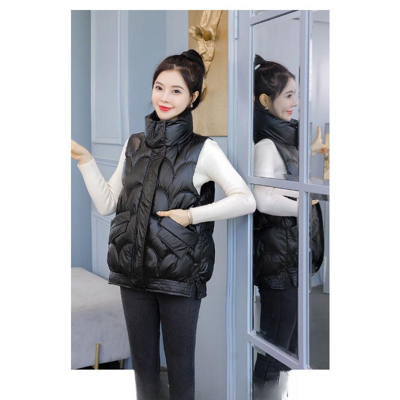 

Down Cotton Vest Autumn and Winter Short Relaxed Fit Thickened Versatile Glossy Vest M чорний