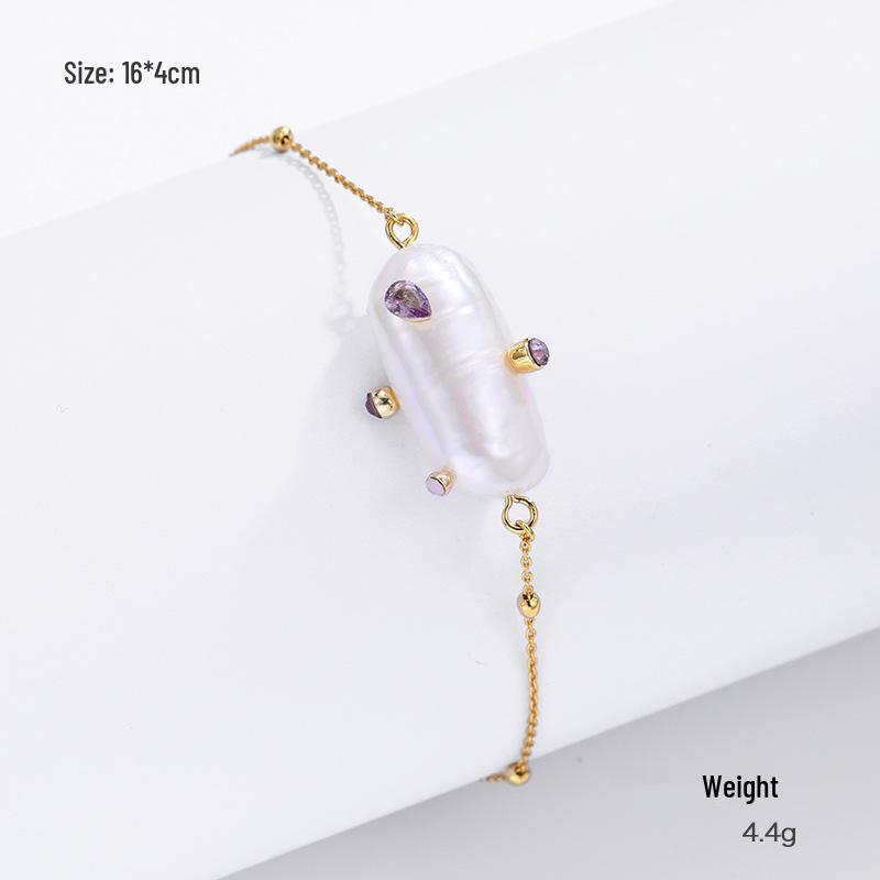 

Женский комплект подвески и ожерелья Kenjie из меди с золотым покрытием и цирконом, с барочным жемчугом