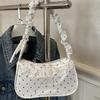 Lace Polka Dot Shoulder Bag Drawstring French Stick Handbag Cute Pleated Underarm Bag  Daily