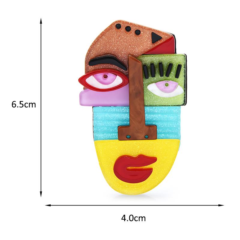 Acrylic Creative Face Brooch for Women Unisex Multicolor Party Office Badges Pin Gifts