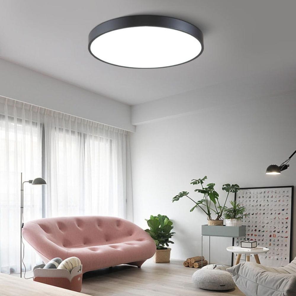 Rund LED-taklampa 40 cm neutralvit 24W modern Rund LED-taklampa svart 40 cm - varmvit