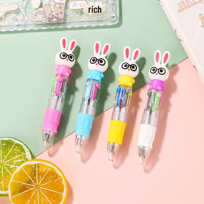 Korean Cute Animal Head 4-Color Click Ballpoint Pen