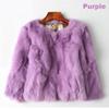 Lady Real Genuine Rabbit Fur 3/4 Sleeve Outwear Winter Warm Jacket Furry Coat