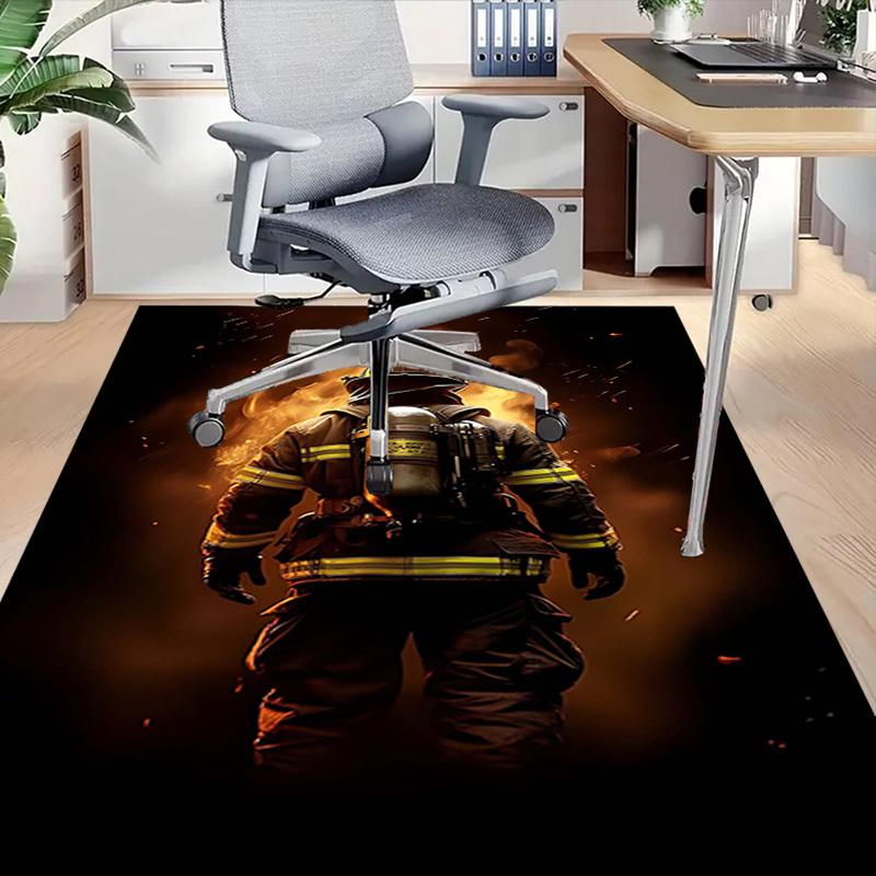 1PC Firefighter Firefighting Non-Slip Floor Carpet Compatible for Office&Living Room&Bedroom&Dining Room - Flat- Soft & Pattern, Vibrant Colors-W256