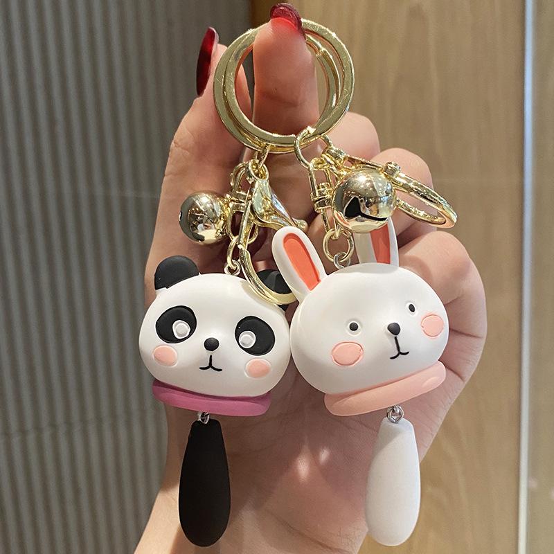 Cartoon Blush Resin Small Animal Keychain Women'S Fashion Car Key Chain Creative Couple Bag Pendant