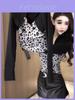 Tshirt Girls Oversize Leopard Print Vneck With Embroidery For Fall Fashion