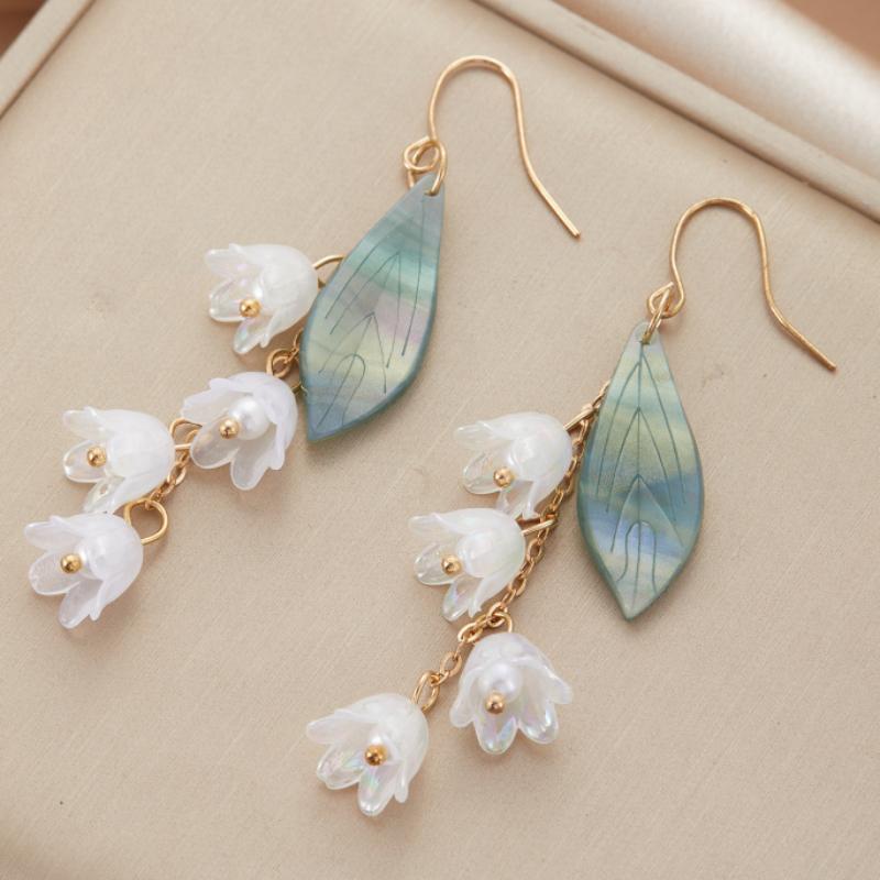 

New Fashionable Leaf Flower Tassel Earrings, Women s Personalized Daily Versatile Holiday Accessories Zircon Gifts