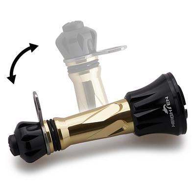 HEIGHTEN 50mm Folding Reel Compatible with Shimano and Daiwa Spinning Luminous Hook Keeper and Line Stopper Stand, Reels, (Gold & Black) (1025)