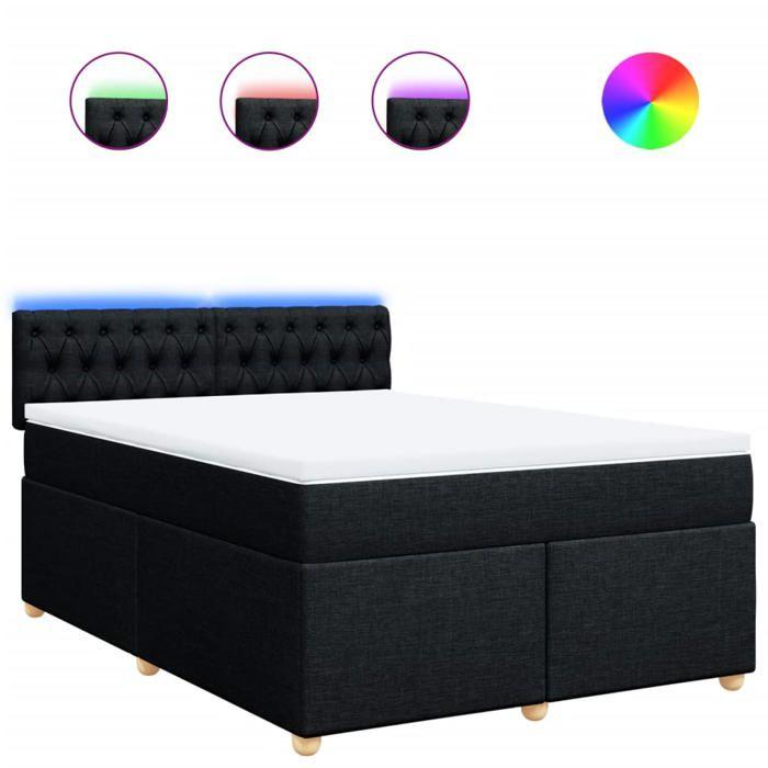 Exclusive House - Bed Slat Base with Mattress Black 160x200 Cm Fabric
