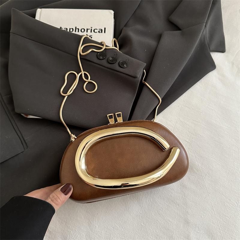 

Luxury European And American Metal Frame Small Square Bag Zipper Lock High-end Fashion Versatile Evening Essential Crossbody Bag