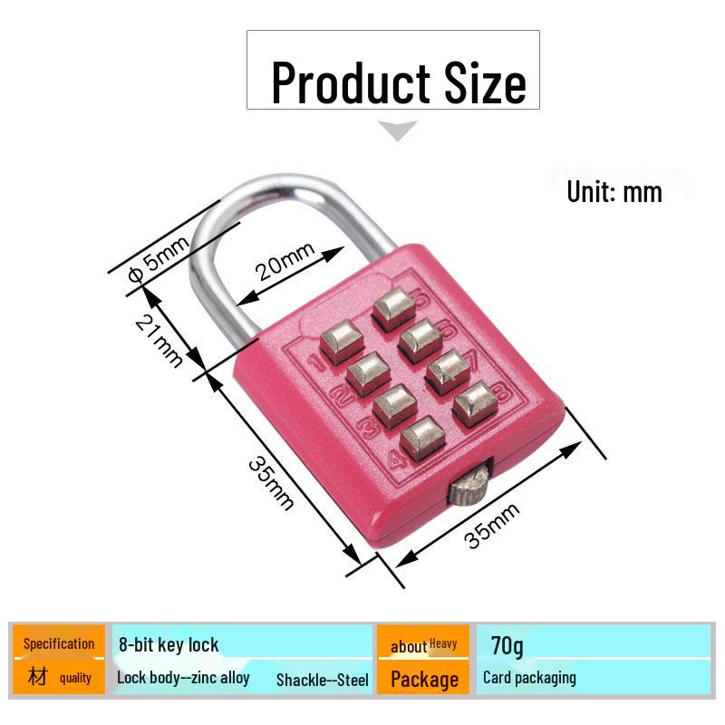 8-Digit Mechanical Combination Padlock