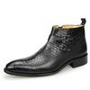 Fashion 2025 Warm Autumn Cow  Ankle Zipper Boots Fashion Snake Print Good Quality Business Genuine Leather Dress Shoes for Men Red Black