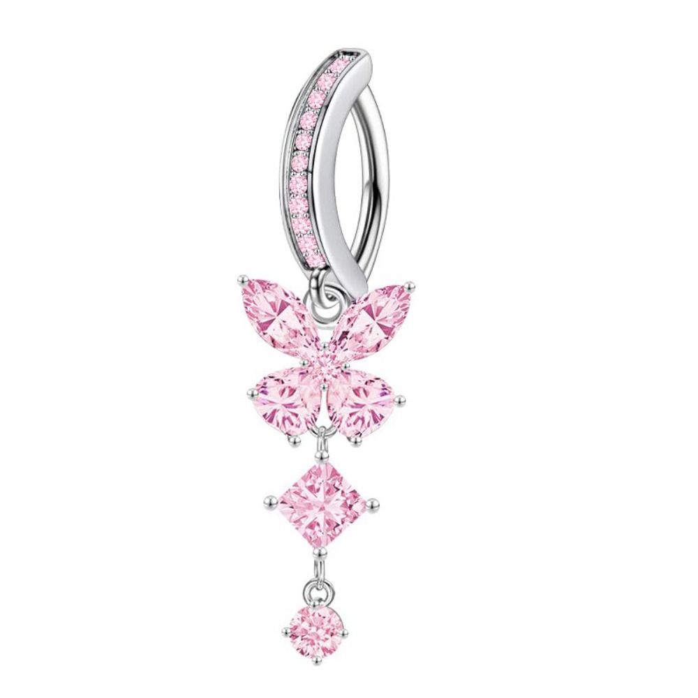 Schmetterling Fake Bauchnabelring Rosa Clip-on Bauchnabelring Bauchnabelpiercing Ring Körperschmuck