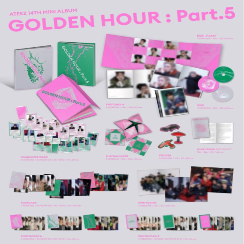 (ATEEZ - 14TH MINI ALBUM [GOLDEN HOUR : Part.5][A VER./DIARY VER./Z VER] A VER