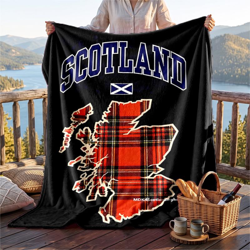 Warm Flannel Blanket Scotland National Team Pattern, Lightweight Comfortable Throw Blanket for Bed Sofa Use
