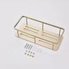 Dual-Tier Wall Mounted Stainless Steel Bathroom Organizer Brushed Gold Kitchen Storage Rack Caddy Basket Corner Mounted Shelf