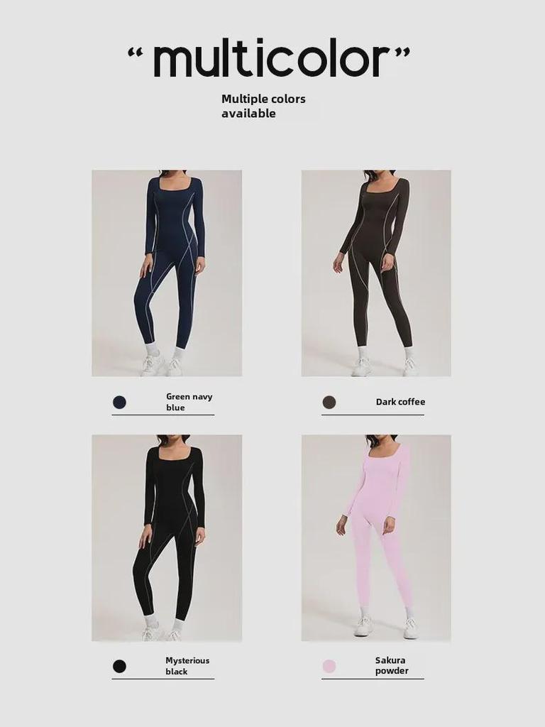 Salopetă de yoga din catifea subțire cu uscare rapidă: Haine Fitness cu Mânecă Lungă Stil European & American