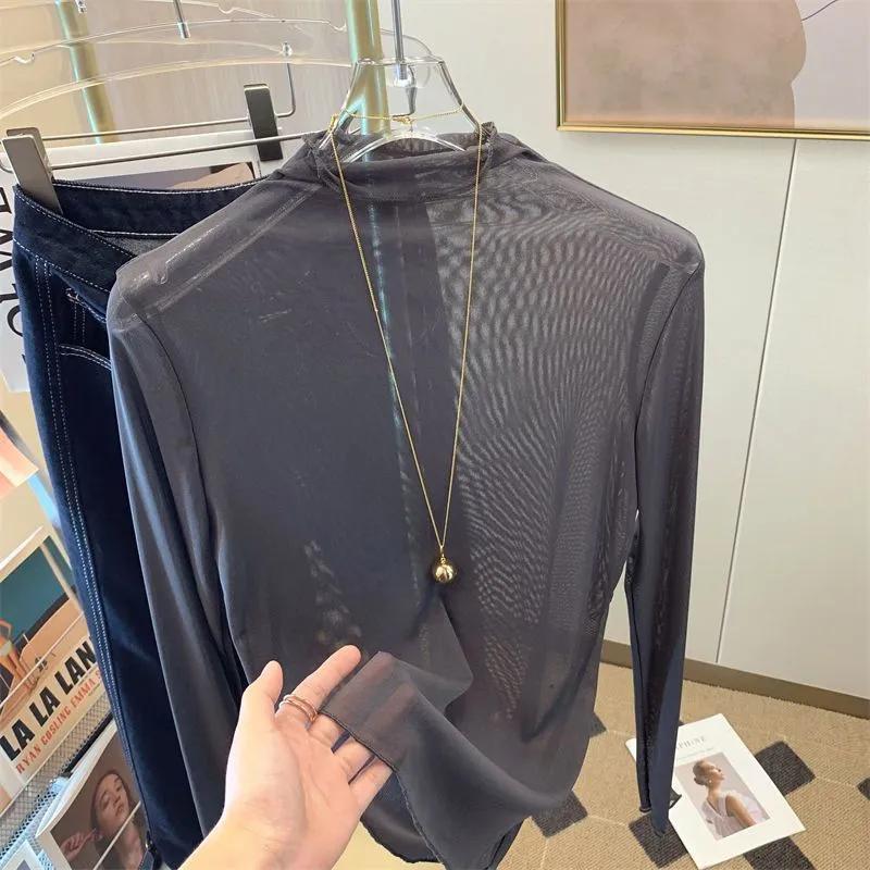 Pullovers Tops Women Long Sleeves Solid Color Vintage Fitted Sexy Undergarment Fashion Top Blouse Oversized Half Turtleneck Loose Shirt Slim Tops