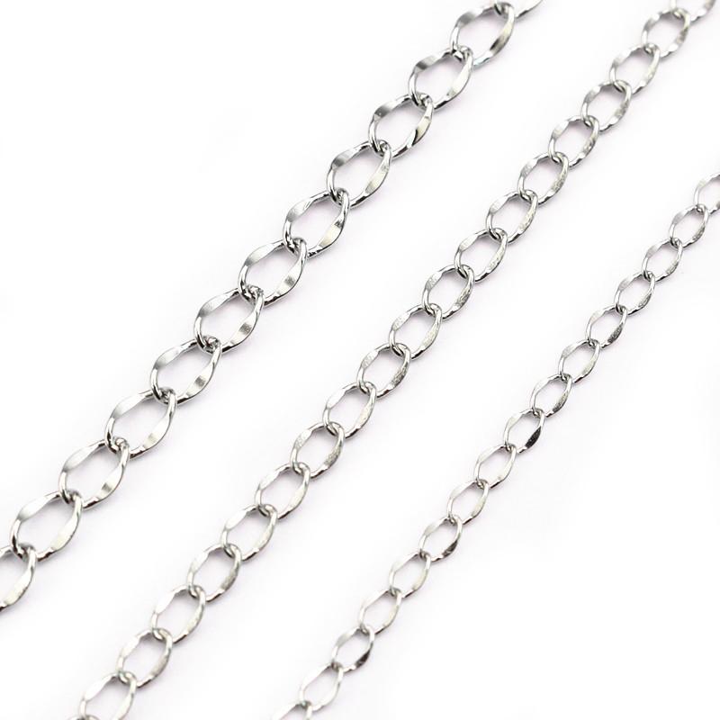 

5 Meters/Lot No Fade Stainless Steel polishing Necklace Tail Chains For DIY Jewelry Findings Making Materials Handmade Supplies 3.2 x 1.8 mm