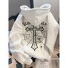 Sudadera con capucha cálida de Otoño Invierno Araña Cruz High Street Europeo Americano Moda Casual HipHop Sudadera Harajuku Unisex