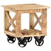Side Table with Wheels 40 X 40 X 42 Cm Rough Mango Wood