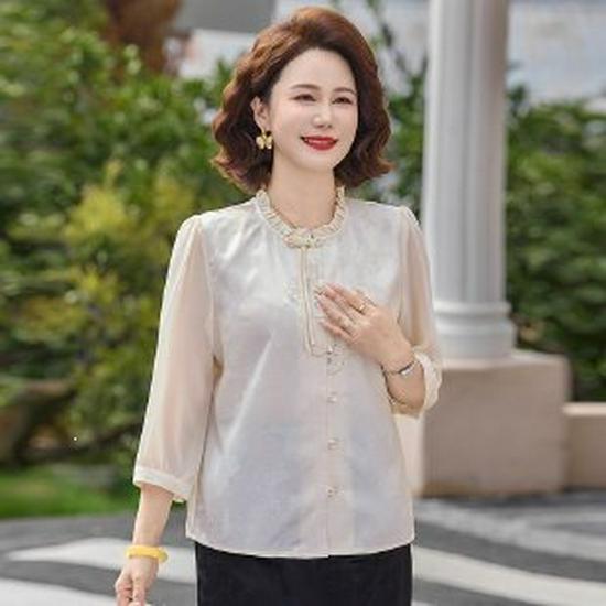 

2026 Summer Fashion Shirt for Young Mothers & Stylish Middle-Aged Women 5XL білий