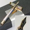 Crocodile 218 Fully Metal High Grade Fountain Pen, Beautiful Ripples Pettern Silver & Golden Color Gift Pen For Office & Home