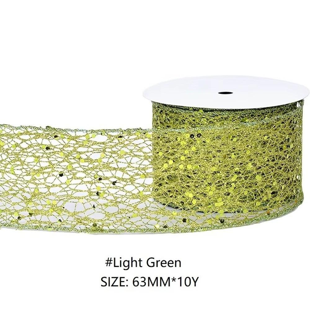 10 Yards/Roll Wired Edge Ribbon Glitter Sequins Organza Ribbon  Christmas Tree Decor