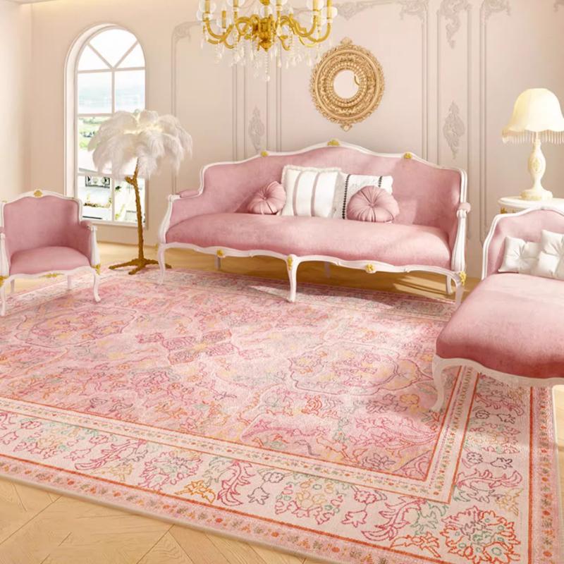French Style Bedroom Decor Pink Carpet Large Area Carpets for Living Room Fluffy Soft Cloakroom Floor Mat Thick Plush Lounge Rug