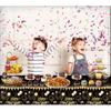 2PCS Happy New Year Tablecloth, Disposable Black Gold NYE Party Tablecloth Decorations, Rectangular Plastic New Year Table Cover NYE Theme Party