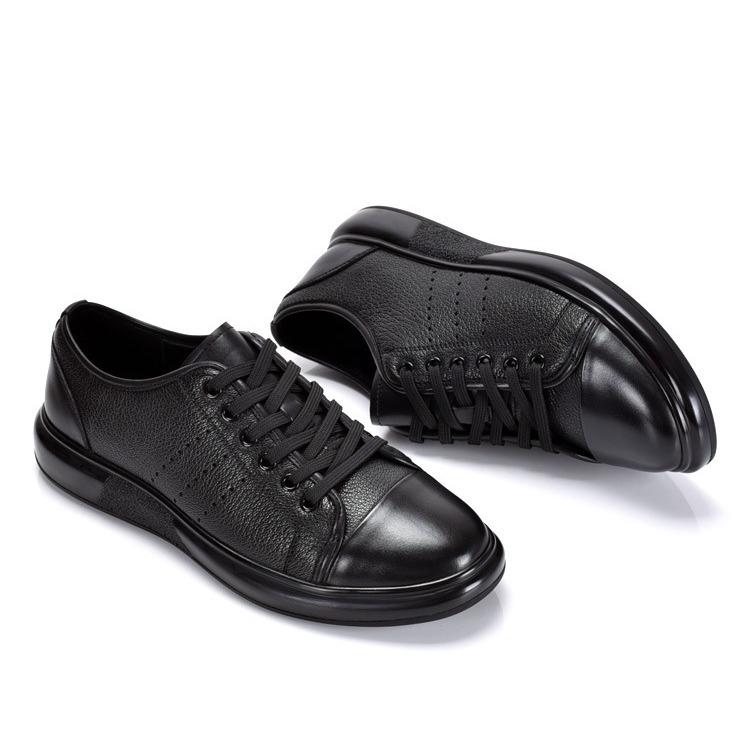 Men s Spring  Autumn Lace-up Cowhide Loafers - Soft Deerskin Leather, Non-slip Sole 43