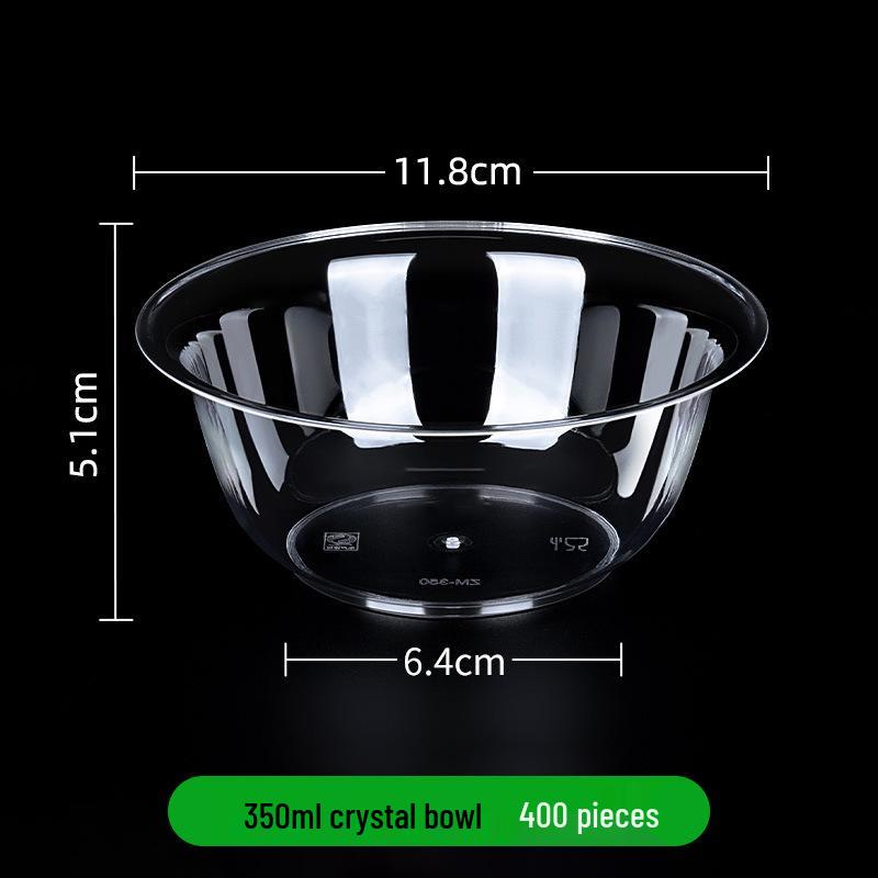 300ml Disposable Crystal Clear Plastic Bowl, Chopsticks, Cups, Plates & Cutlery Set for Hot Pot, Soup, Rice.