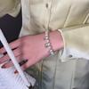 Korean Style Adjustable Freshwater Pearl & Zircon Beaded Coin Bracelet