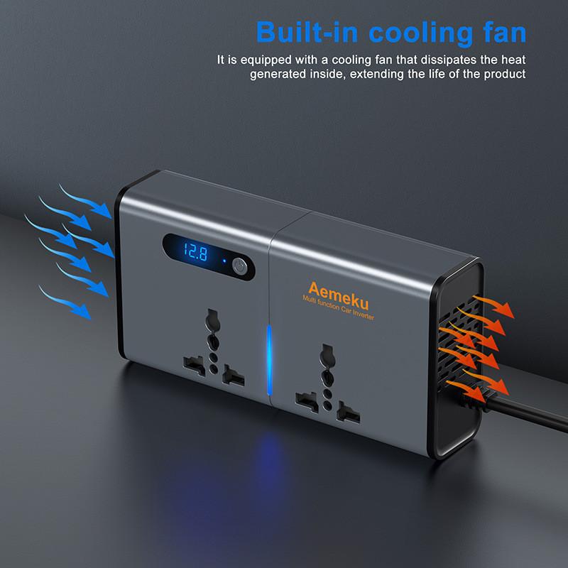 200W Small Portable Car Inverter 12/24 To 220V Power Converter Socket LED Display PD Car Fast Charger