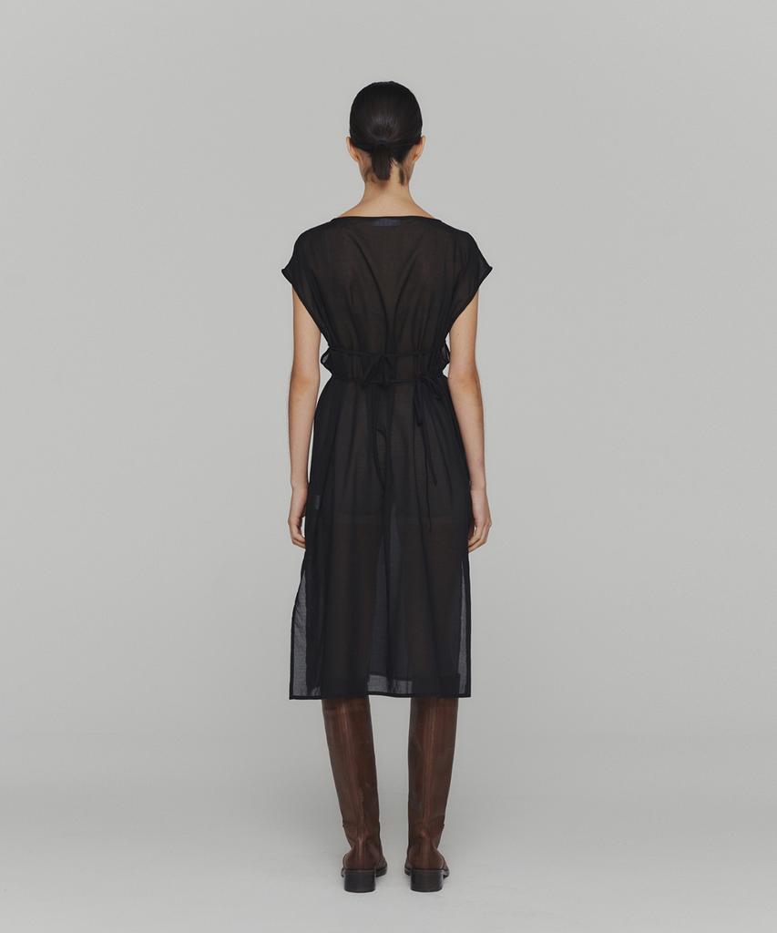 Amomento Sheer Drawstring Dress_Black