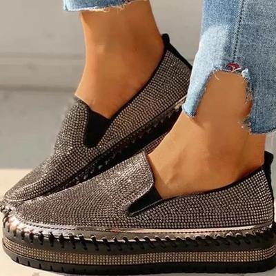 Lenteschoenen Dames Mode Kristal Glitters schoen dames Casual Dames Instappers Slip-on Platte Plateau Dames Schoenen WSH4030