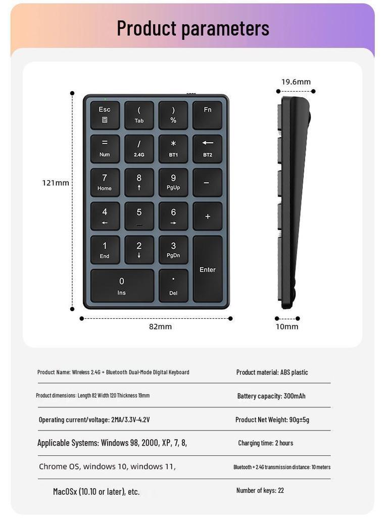 K23 Dual-Mode Wireless Mini Keyboard: Silent, Rechargeable, Bluetooth-Compatible for Computers and Laptops.