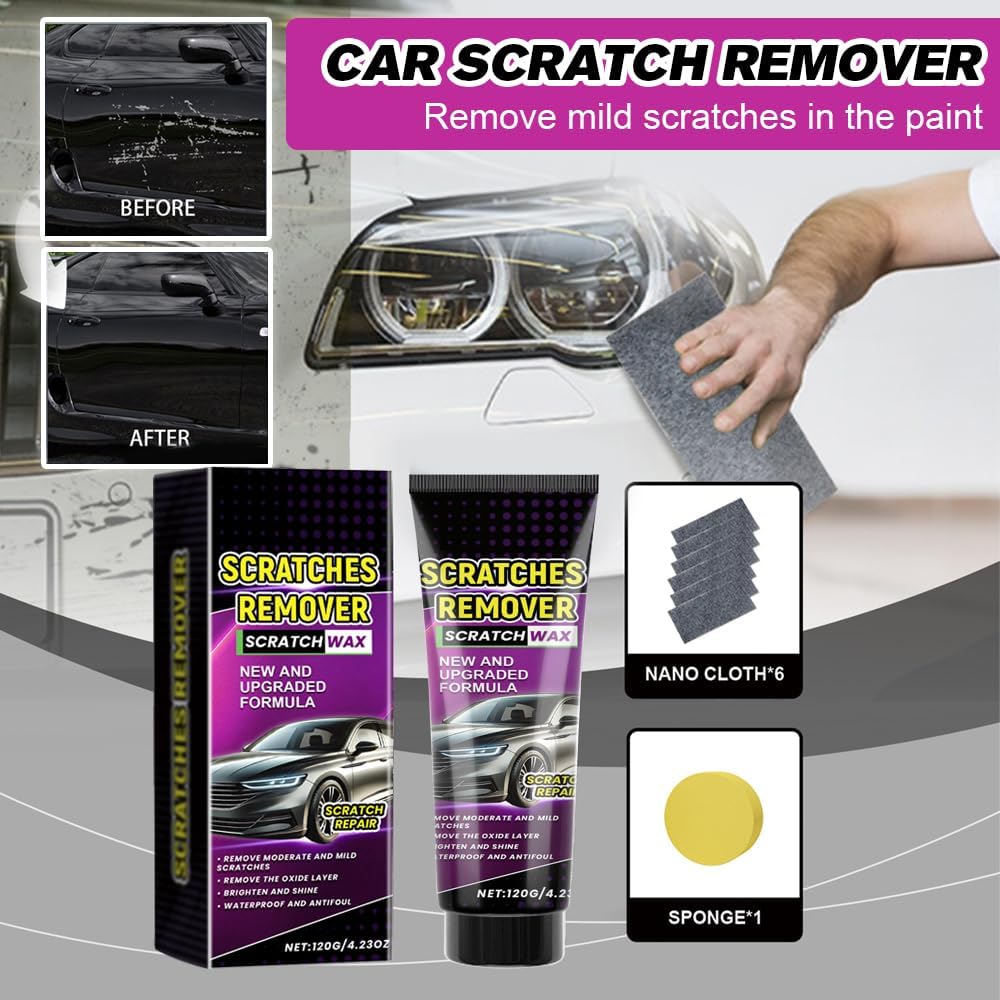 Nano Cloth Car Scratch Remover Set, 2025 New Nanowipe Cloth for Car Scratches, Car Scratch Repair Paste Car Wax Polish, Car Scratch Repair Kit for