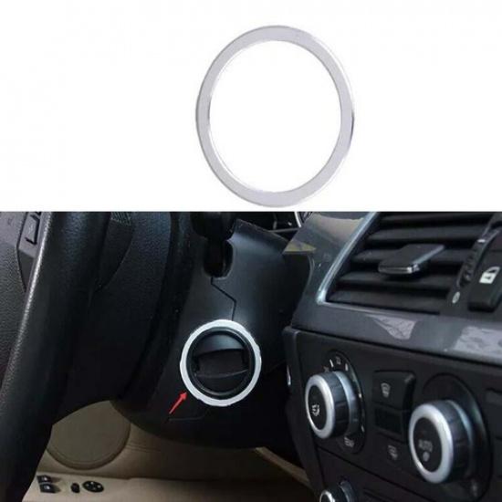 Car Engine Start Stop Button Silver Aluminum Ring Trim 2004-10 For BMW 5 Series