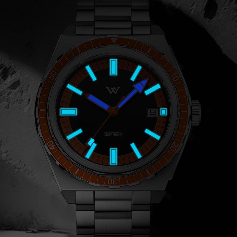 WM Watch Automatic Mechanical Watches NH35 Anti-reflective 200 Water Resistant Glass Bezel Sapphire Welly Merck Watch WM194