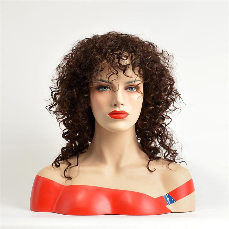 

Синтетические Короткие Кудрявые Коричневые Парики для Женщин Пушистые Парики с Челкой Повседневные Вечерние Косплей Костюм Термостойкие Женские