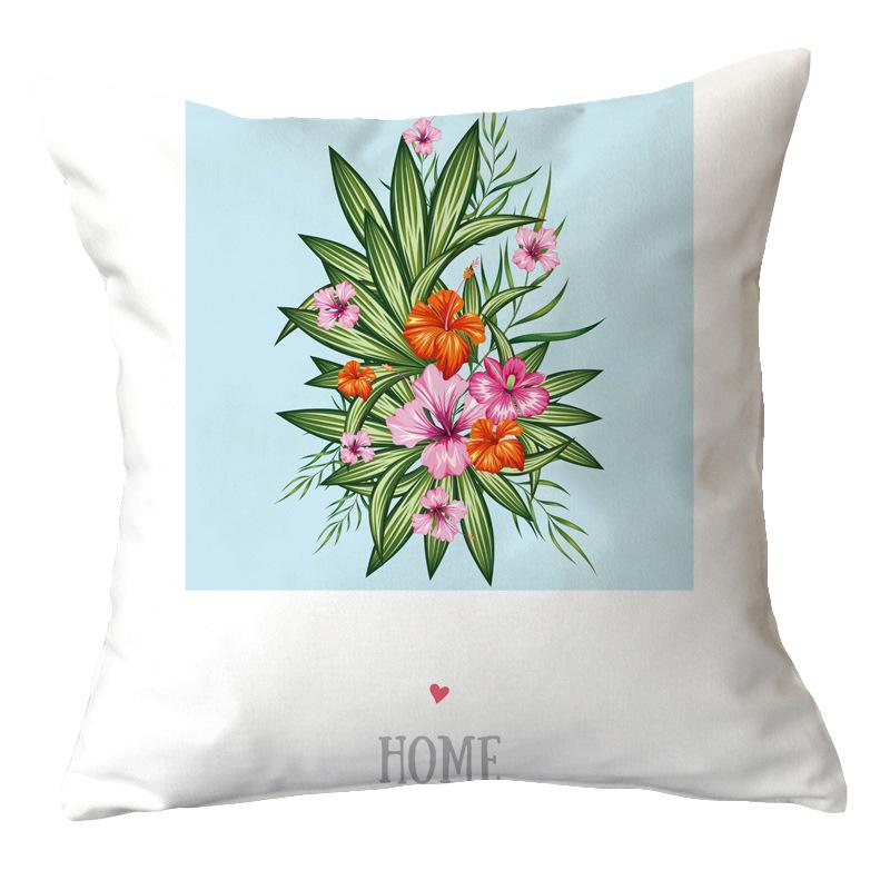 Office Chair Cushion Home Pillow Case Ins Plush Printed Pillow Case Green Plant Nordic Style Pillow