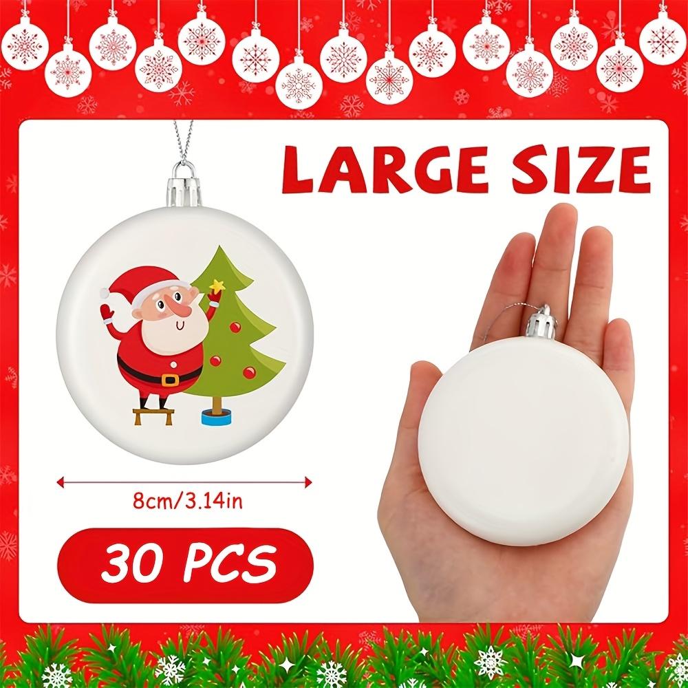 10pcs 8cm/3.15in White Round Blank Ball Ornaments with Silvery Wire for DIY Christmas Tree Decoration