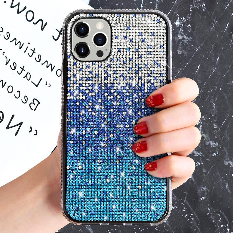 Creative Gradient Rhinestone iPhone Case for 13, 16, XS Max, XR, SE, and 17