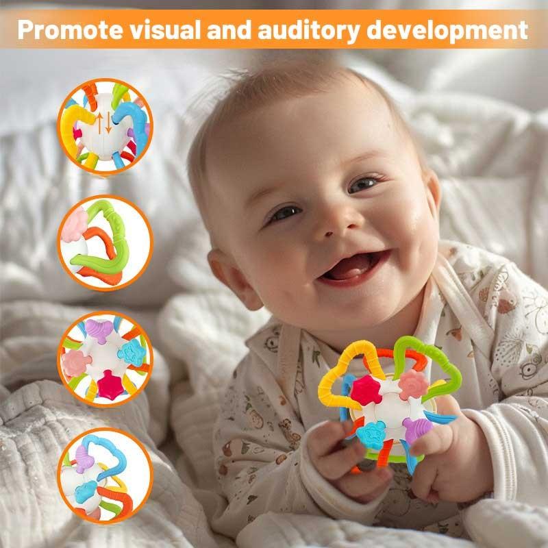 Twister Ball Teether Activity Toy With Rattle And Bright Fun Colors Sensory Toy To Fine Motor Skills