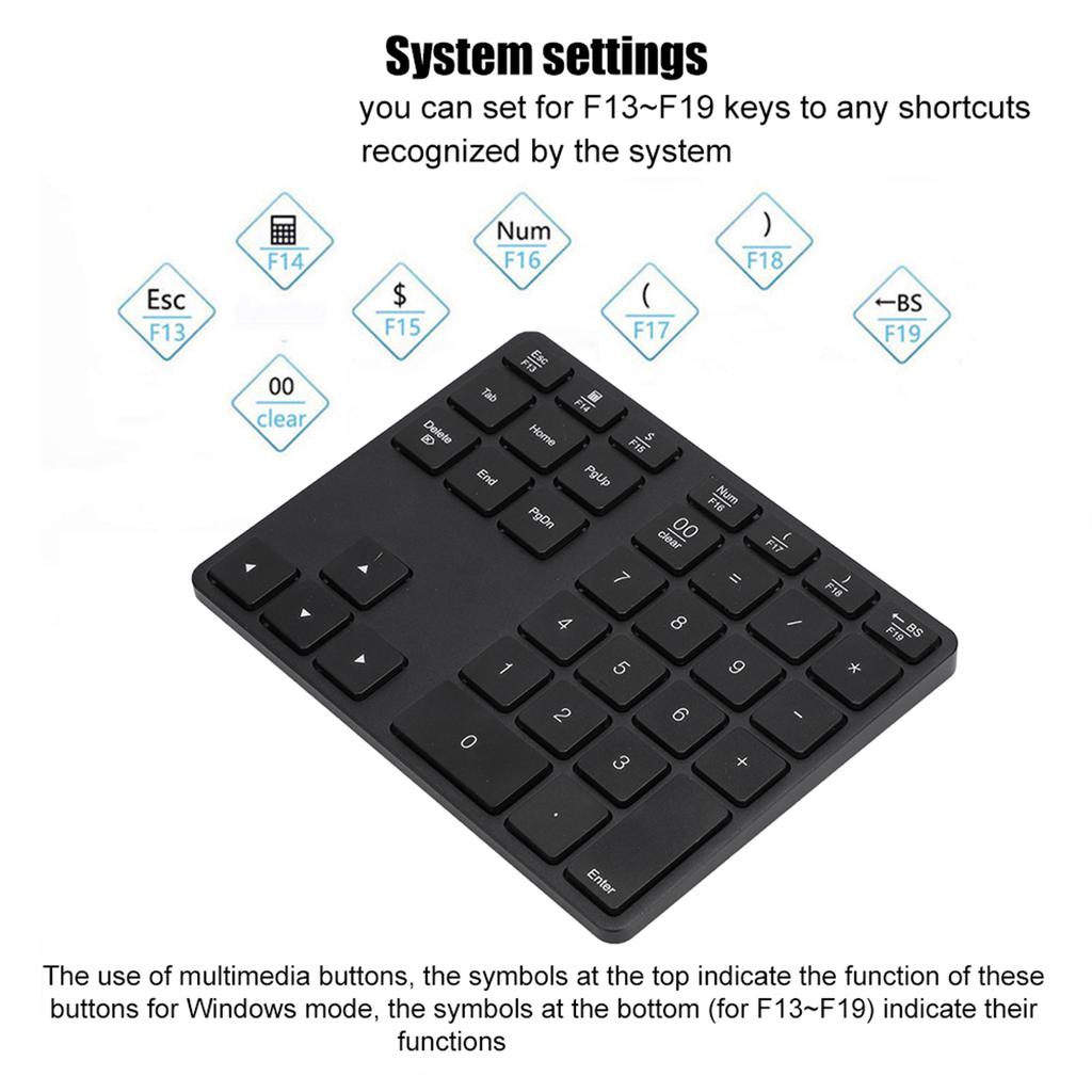 BT308 Ziffernblock mit 35 Tasten, wiederaufladbar, kabellos, ultradünn, kompatibel mit Bluetooth