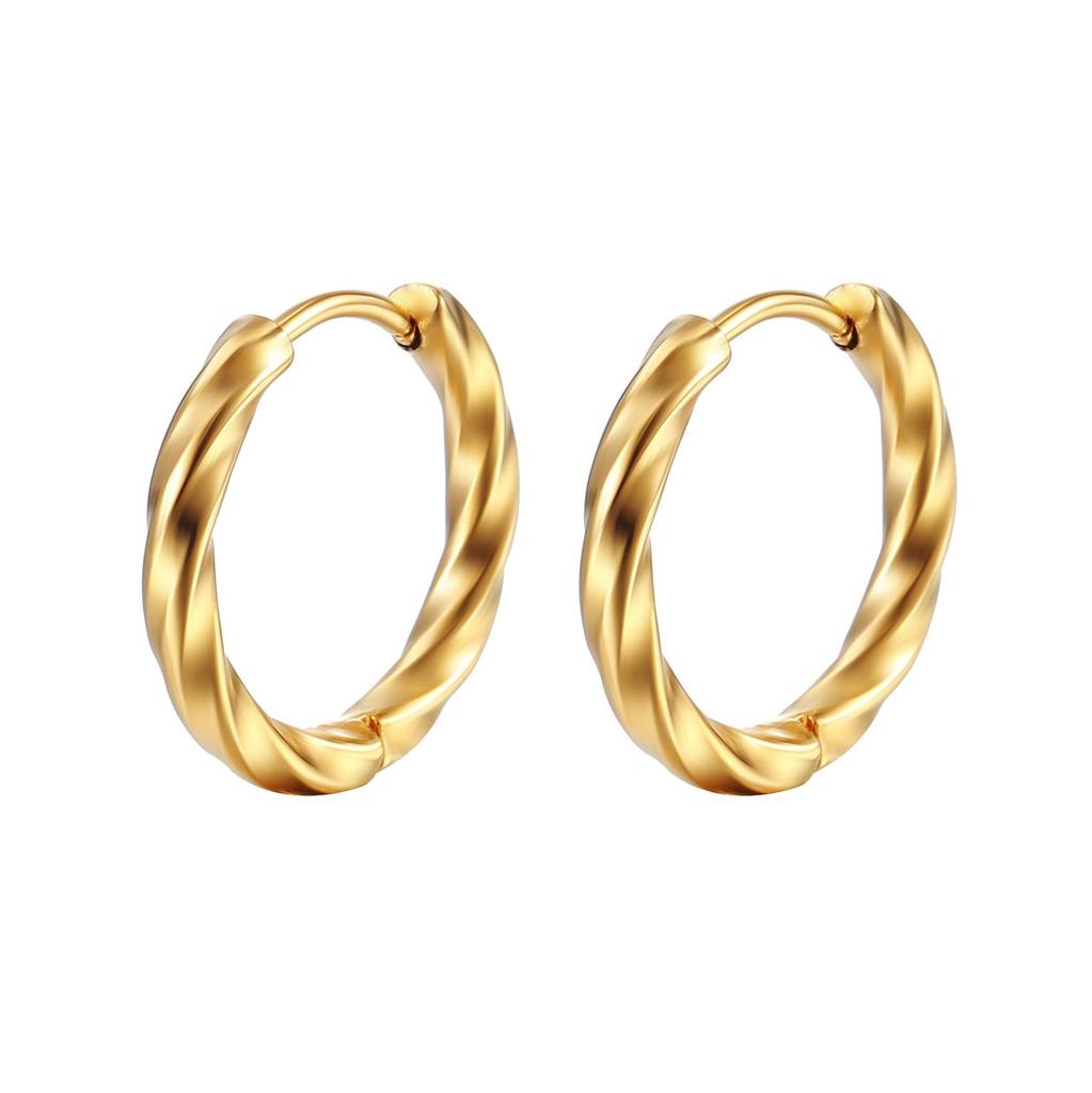 Korean Style Stainless Steel Möbius Earrings - Trendy Cone & Round Ear Cuffs for Men and Women