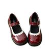 2024 Hot Selling Women's Mary Jane Fashionable Round Toe Shallow Mouth Color Matching Medium Heel Slotted Buckle Women's Shoes