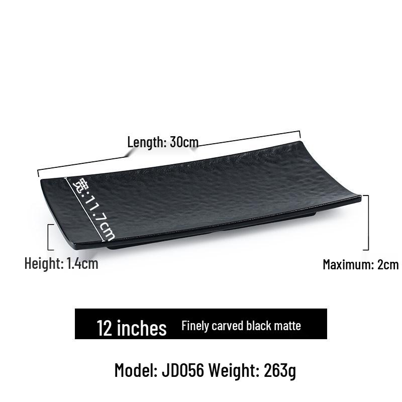 Melamine Black BBQ Plate: Creative Rectangular Hot Pot and Side Dish Plate for Restaurants